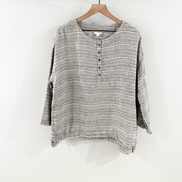 J. Jill Lagenlook Dolman Sleeve Linen Blouse Gray Size Medium - Picture 2 of 6